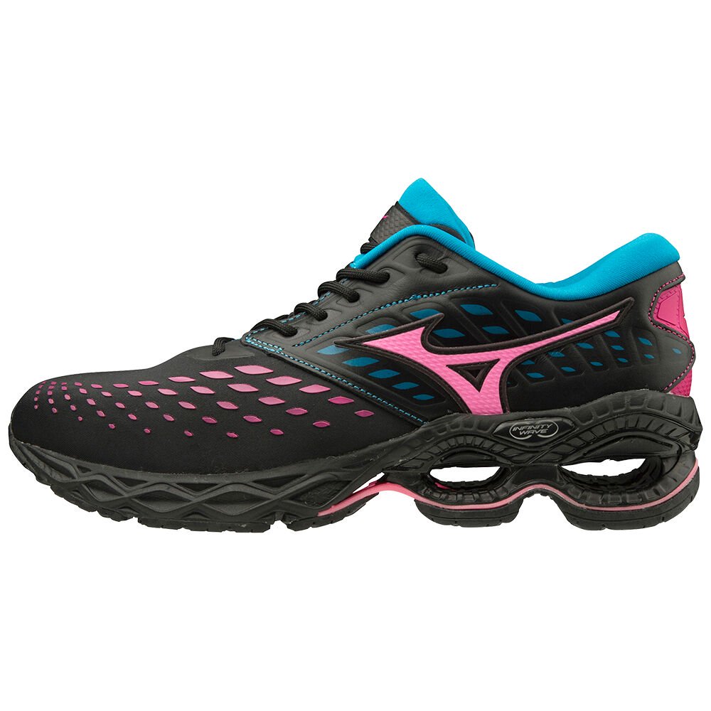 Mizuno Women's Sneakers Wave Creation LS Lights Black/Pink/Blue - TSZMCVJ-48